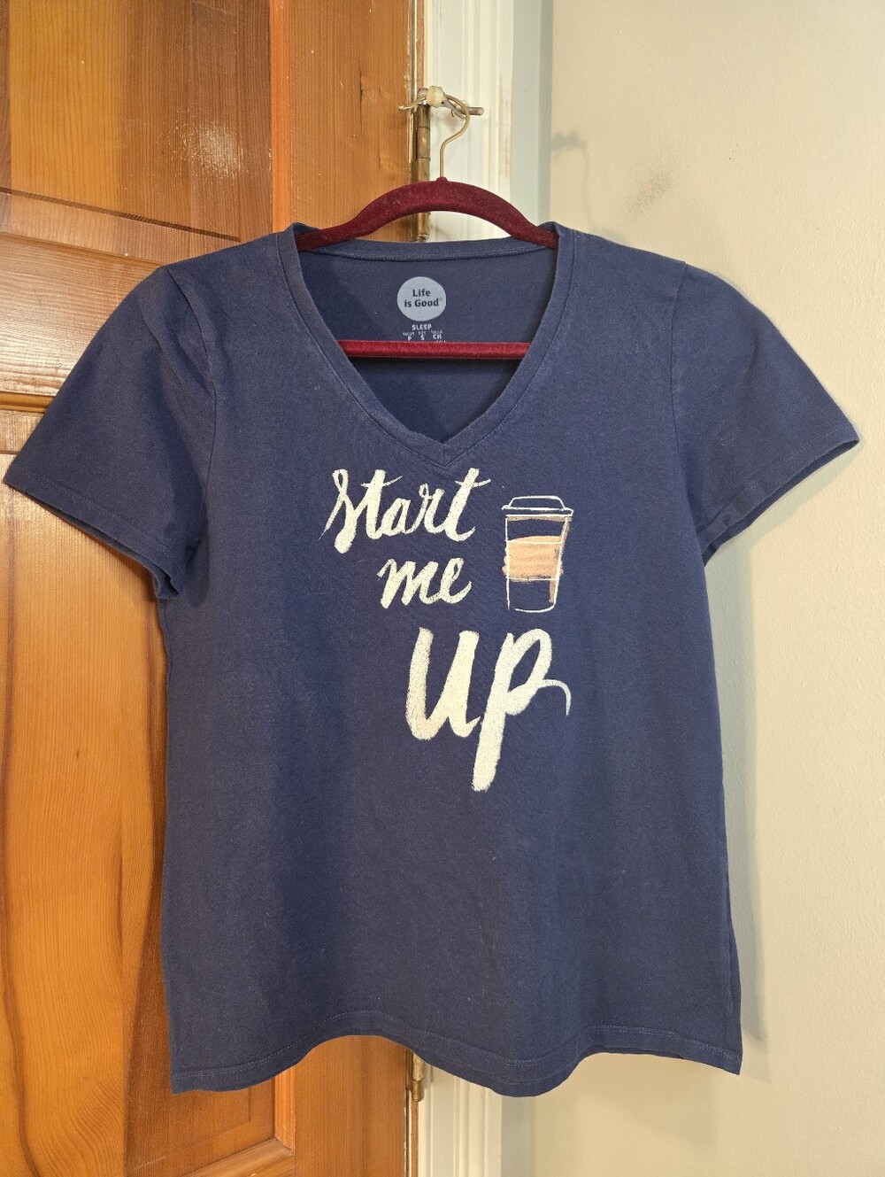 Life Is Good Navy Sleep Tee with "Start Me Up"